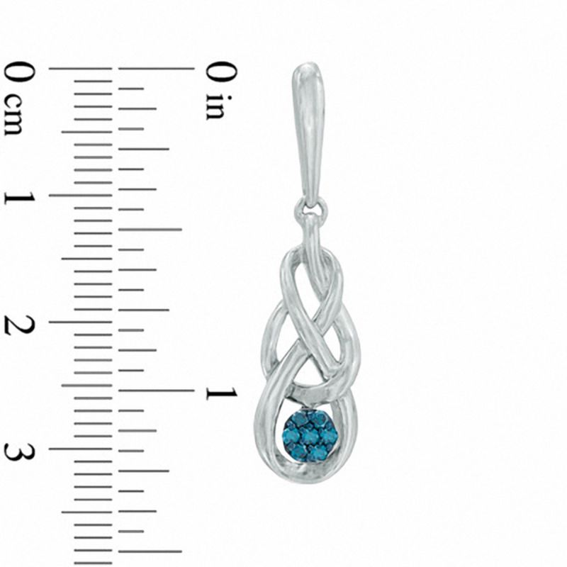 0.15 CT. T.W. Enhanced Blue Diamond Cluster Infinity Braid Drop Earrings in Sterling Silver