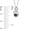 Thumbnail Image 1 of 0.10 CT. T.W. Enhanced Black and White Diamond Cluster Infinity Pendant in Sterling Silver