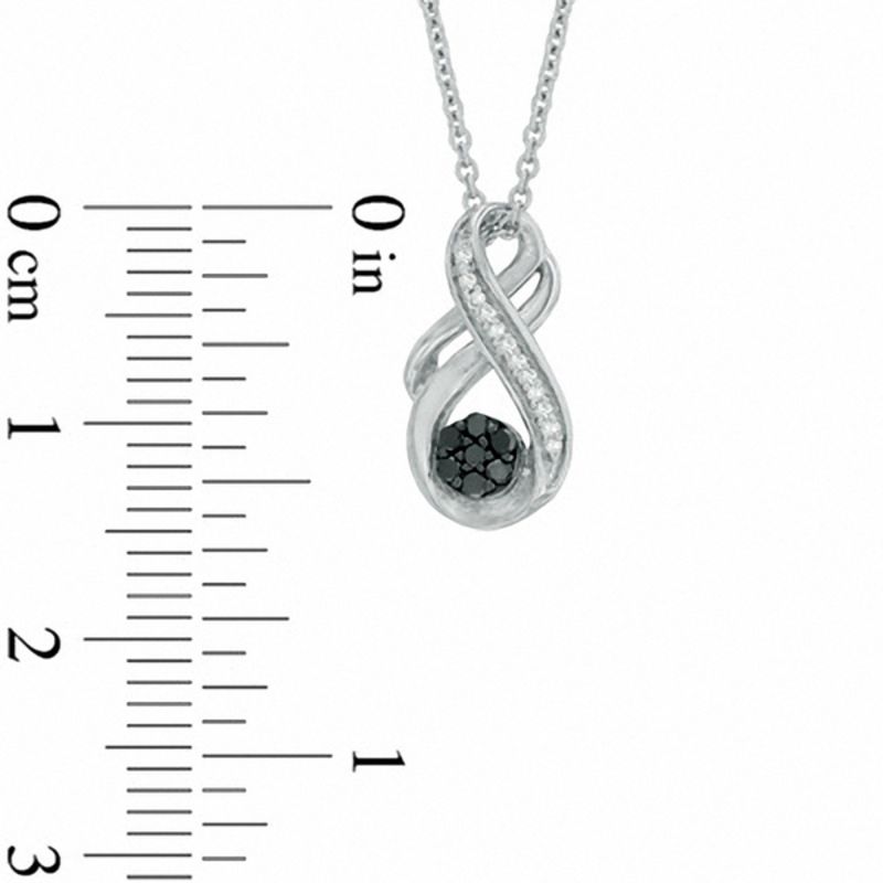 0.10 CT. T.W. Enhanced Black and White Diamond Cluster Infinity Pendant in Sterling Silver