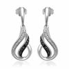 Enhanced Black and White Diamond Accent Flame Drop Earrings in Sterling Silver