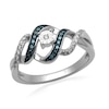 0.25 CT. T.W. Enhanced Blue and White Diamond Cascading Bypass Ring in Sterling Silver