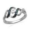 Thumbnail Image 0 of 0.25 CT. T.W. Enhanced Blue and White Diamond Cascading Bypass Ring in Sterling Silver