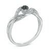 0.10 CT. T.W. Enhanced Black and White Diamond Cluster Bypass Ring in Sterling Silver