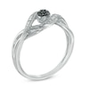 0.10 CT. T.W. Enhanced Black and White Diamond Cluster Bypass Ring in Sterling Silver