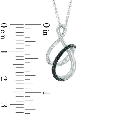 0.15 CT. T.W. Enhanced Black and White Diamond Infinity Ribbon Pendant in Sterling Silver