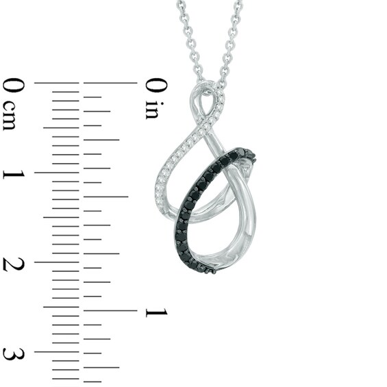 0.15 CT. T.W. Enhanced Black and White Diamond Infinity Ribbon Pendant in Sterling Silver