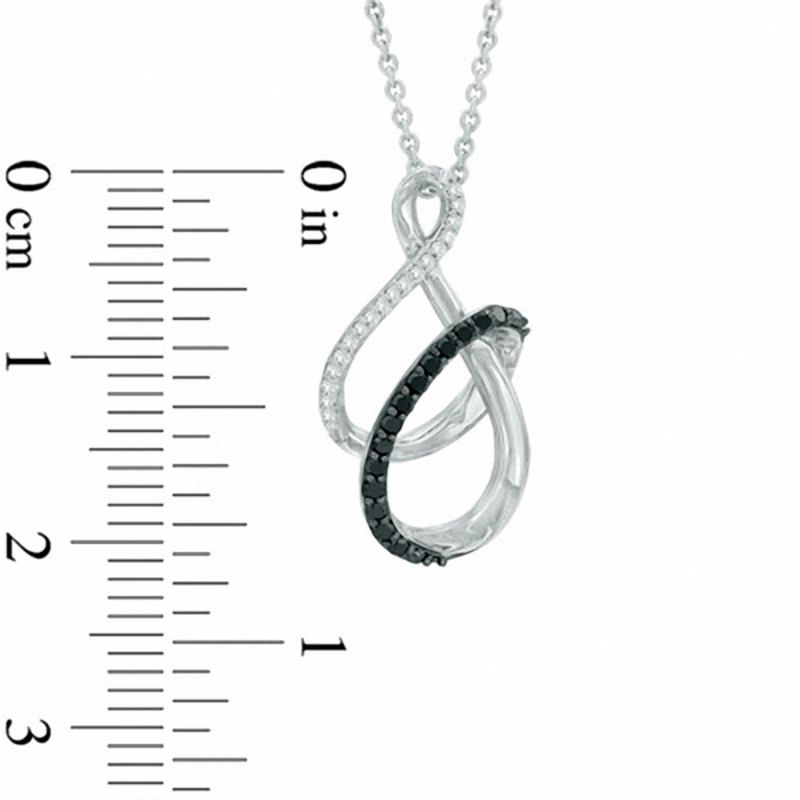 0.15 CT. T.W. Enhanced Black and White Diamond Infinity Ribbon Pendant in Sterling Silver