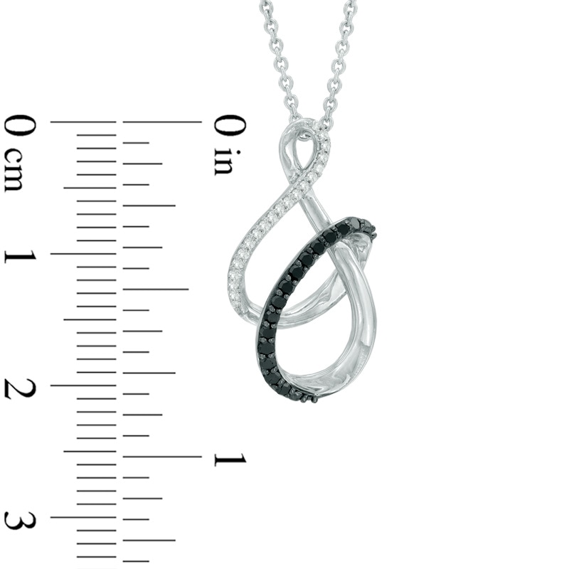 Main Image 2 of 0.15 CT. T.W. Enhanced Black and White Diamond Infinity Ribbon Pendant in Sterling Silver