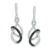 Thumbnail Image 0 of 0.15 CT. T.W. Enhanced Black and White Diamond Infinity Ribbon Drop Earrings in Sterling Silver