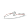 Thumbnail Image 1 of 0.10 CT. T.W. Diamond Abstract Overlay Bangle in Sterling Silver and 10K Rose Gold