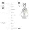 Thumbnail Image 1 of 7.5 - 8.0mm Cultured Freshwater Pearl and Diamond Accent Drop Earrings in 10K White Gold