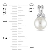 7.5-8.0mm Freshwater Cultured Pearl and Diamond Accent Drop Earrings in 10K White Gold