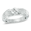 Thumbnail Image 0 of Vera Wang Love Collection Men's 0.12 CT. T.W. Diamond Wedding Band in 14K White Gold