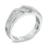 Thumbnail Image 1 of Vera Wang Love Collection Men's 0.12 CT. T.W. Diamond Wedding Band in 14K White Gold