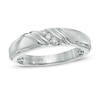 Thumbnail Image 0 of Vera Wang Love Collection Men's 0.07 CT. T.W. Diamond Wedding Band in 14K White Gold