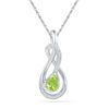 Thumbnail Image 0 of Pear-Shaped Peridot and 0.08 CT. T.W. Diamond Loop Pendant in Sterling Silver