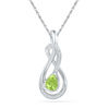 Thumbnail Image 1 of Pear-Shaped Peridot and 0.08 CT. T.W. Diamond Loop Pendant in Sterling Silver