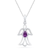 Thumbnail Image 1 of Pear-Shaped Amethyst and 0.10 CT. T.W. Diamond Angel Pendant in Sterling Silver