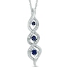 Thumbnail Image 0 of Lab-Created Blue Sapphire and Diamond Accent Three Stone Pendant in Sterling Silver