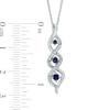 Thumbnail Image 1 of Lab-Created Blue Sapphire and Diamond Accent Three Stone Pendant in Sterling Silver