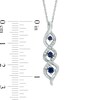 Lab-Created Blue Sapphire and Diamond Accent Three Stone Pendant in Sterling Silver