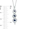 Thumbnail Image 1 of Lab-Created Blue Sapphire and Diamond Accent Three Stone Pendant in Sterling Silver