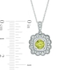 Thumbnail Image 1 of 5.0mm Peridot and 0.10 CT. T.W. Diamond Frame Square Pendant in Sterling Silver