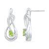 Thumbnail Image 0 of Pear-Shaped Peridot and 0.12 CT. T.W. Diamond Drop Earrings in Sterling Silver