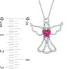 Thumbnail Image 1 of 5.0mm Heart-Shaped Lab-Created Ruby and 0.14 CT. T.W. Diamond Angel Pendant in Sterling Silver