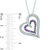 Amethyst and 0.16 CT. T.W. Diamond Double Heart Pendant in Sterling Silver