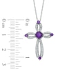 Thumbnail Image 2 of 5.0mm Amethyst and 0.20 CT. T.W. Diamond Cross Pendant in Sterling Silver