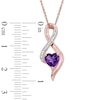 Thumbnail Image 1 of 6.5mm Heart-Shaped Amethyst and 0.05 CT. T.W. Diamond Infinity Loop Pendant in 10K Rose Gold
