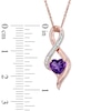6.5mm Heart-Shaped Amethyst and 0.05 CT. T.W. Diamond Infinity Loop Pendant in 10K Rose Gold