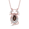 Thumbnail Image 0 of Oval Smoky Quartz and 0.10 CT. T.W. Diamond Cat Pendant in 10K Rose Gold