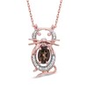 Thumbnail Image 1 of Oval Smoky Quartz and 0.10 CT. T.W. Diamond Cat Pendant in 10K Rose Gold