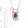 Thumbnail Image 1 of Oval Smoky Quartz and 0.10 CT. T.W. Diamond Cat Pendant in 10K Rose Gold