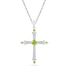 Thumbnail Image 0 of 4.5mm Cushion-Cut Peridot and Diamond Accent Cross Pendant in 10K White Gold