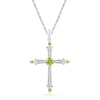 Thumbnail Image 1 of 4.5mm Cushion-Cut Peridot and Diamond Accent Cross Pendant in 10K White Gold