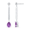 Thumbnail Image 1 of Pear-Shaped Amethyst and 0.20 CT. T.W. Diamond Linear Drop Earrings in 10K White Gold
