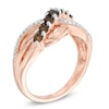 Thumbnail Image 1 of Smoky Quartz and Diamond Accent Slant Ring in 10K Rose Gold