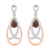 Thumbnail Image 1 of Pear-Shaped Smoky Quartz and 0.25 CT. T.W. Diamond Drape Drop Earrings in 10K Rose Gold