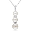 Thumbnail Image 0 of 6.0 - 8.5mm Cultured Freshwater Pearl and 0.07 CT. T.W. Diamond Triple Drop Pendant in Sterling Silver