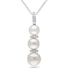 Thumbnail Image 1 of 6.0-8.5mm Freshwater Cultured Pearl and 0.07 CT. T.W. Diamond Triple Drop Pendant in Sterling Silver
