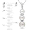 Thumbnail Image 1 of 6.0 - 8.5mm Cultured Freshwater Pearl and 0.07 CT. T.W. Diamond Triple Drop Pendant in Sterling Silver