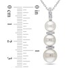 Thumbnail Image 2 of 6.0-8.5mm Freshwater Cultured Pearl and 0.07 CT. T.W. Diamond Triple Drop Pendant in Sterling Silver