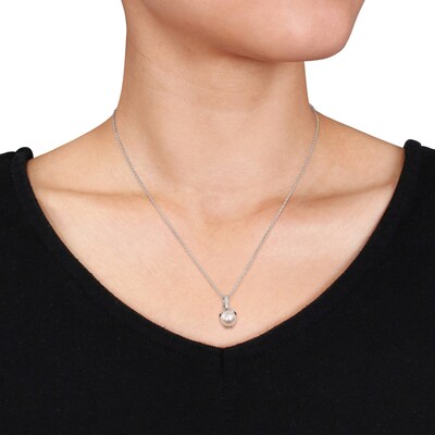 8.0-8.5mm Freshwater Cultured Pearl and Diamond Accent Loop Pendant in Sterling Silver