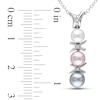 Thumbnail Image 1 of 4.5 - 6.0mm Multi-Colour Cultured Freshwater Pearl and Diamond Accent  "X" and "O" Pendant in Sterling Silver