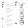 4.5-6.0mm Multi-Colour Freshwater Cultured Pearl and Diamond Accent  "X" and "O" Pendant in Sterling Silver