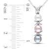 Thumbnail Image 1 of 4.5-6.0mm Multi-Colour Freshwater Cultured Pearl and Diamond Accent  "X" and "O" Pendant in Sterling Silver