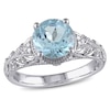Thumbnail Image 1 of 8.0mm Sky Blue Topaz and 0.04 CT. T.W. Diamond Vintage-Style Filigree Ring in Sterling Silver